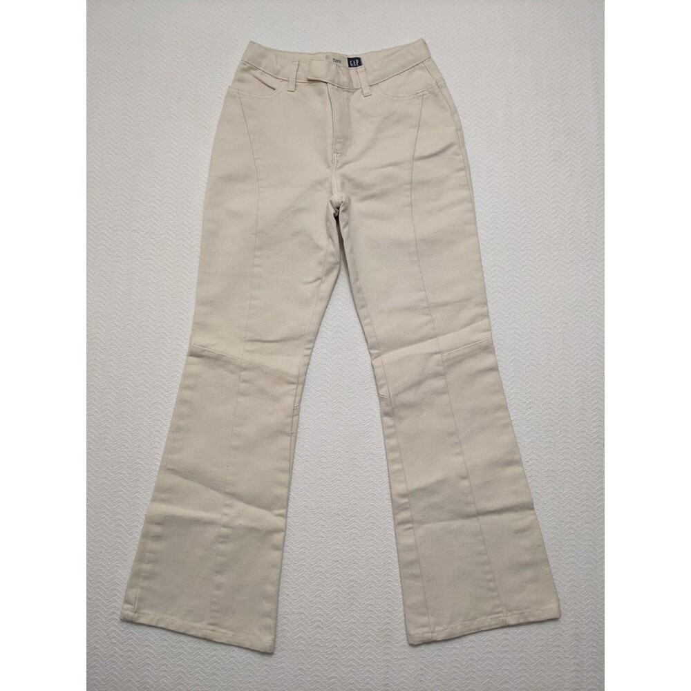 Womens Vintage Sz 4/24R Gap Thick Denim Flare Jean Midrise Beige Nude 29" Inseam